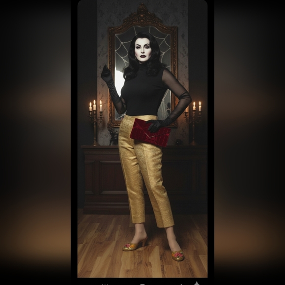 Vintage 50s 60s Gold Cigarette Capri Pants - Picture 1 of 13